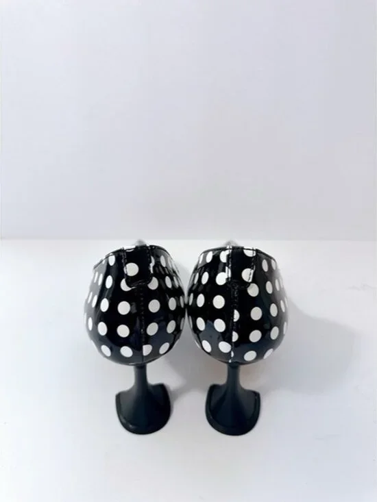Size 11 Women’s Black White Polka Dot Patent Pointed Toe Heels Pumps YDN - Picture 10 of 12